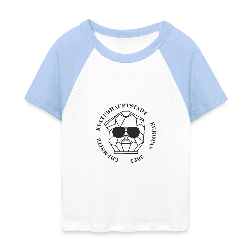 Cropped Women Baby Tee - white/light blue