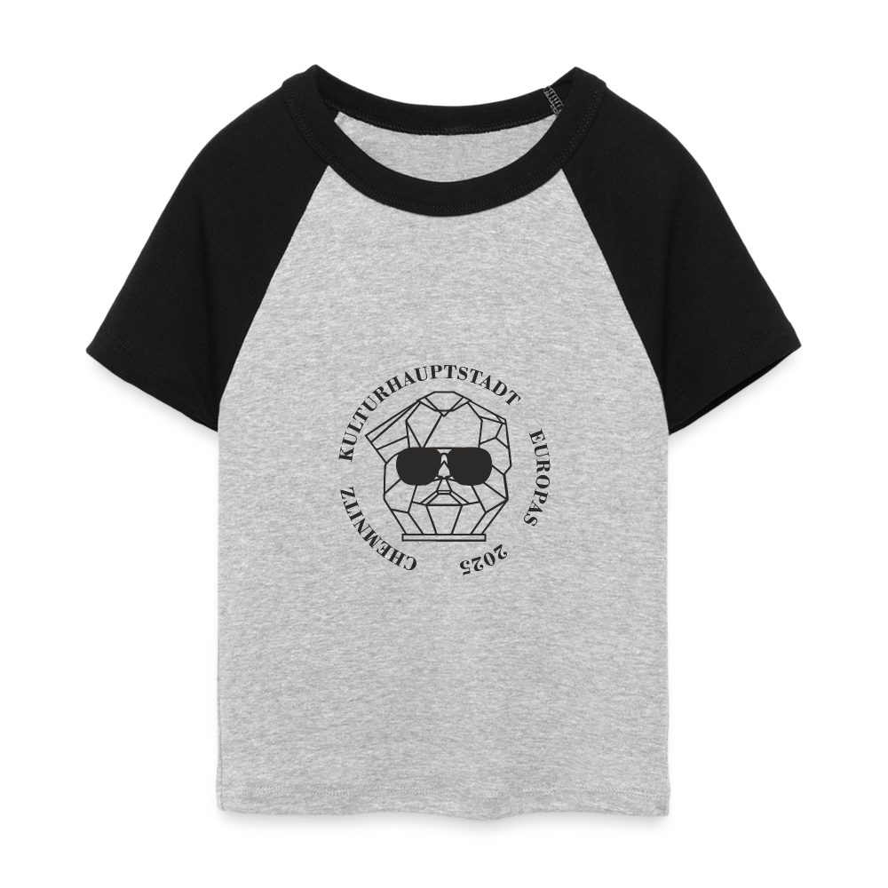 Cropped Women Baby Tee - heather grey/black