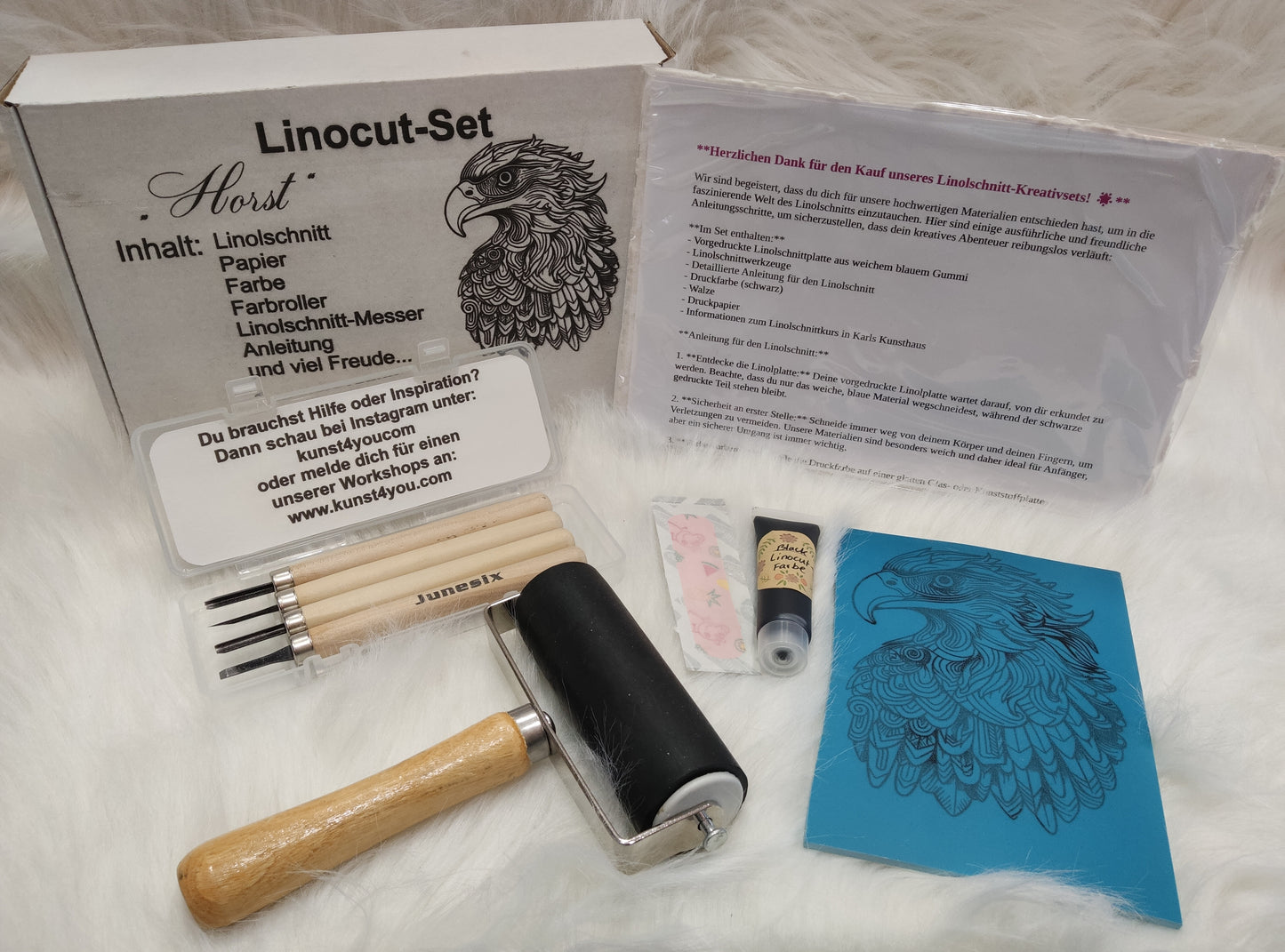 Linolschnitt-Set "Horst" Linoldruck Adler